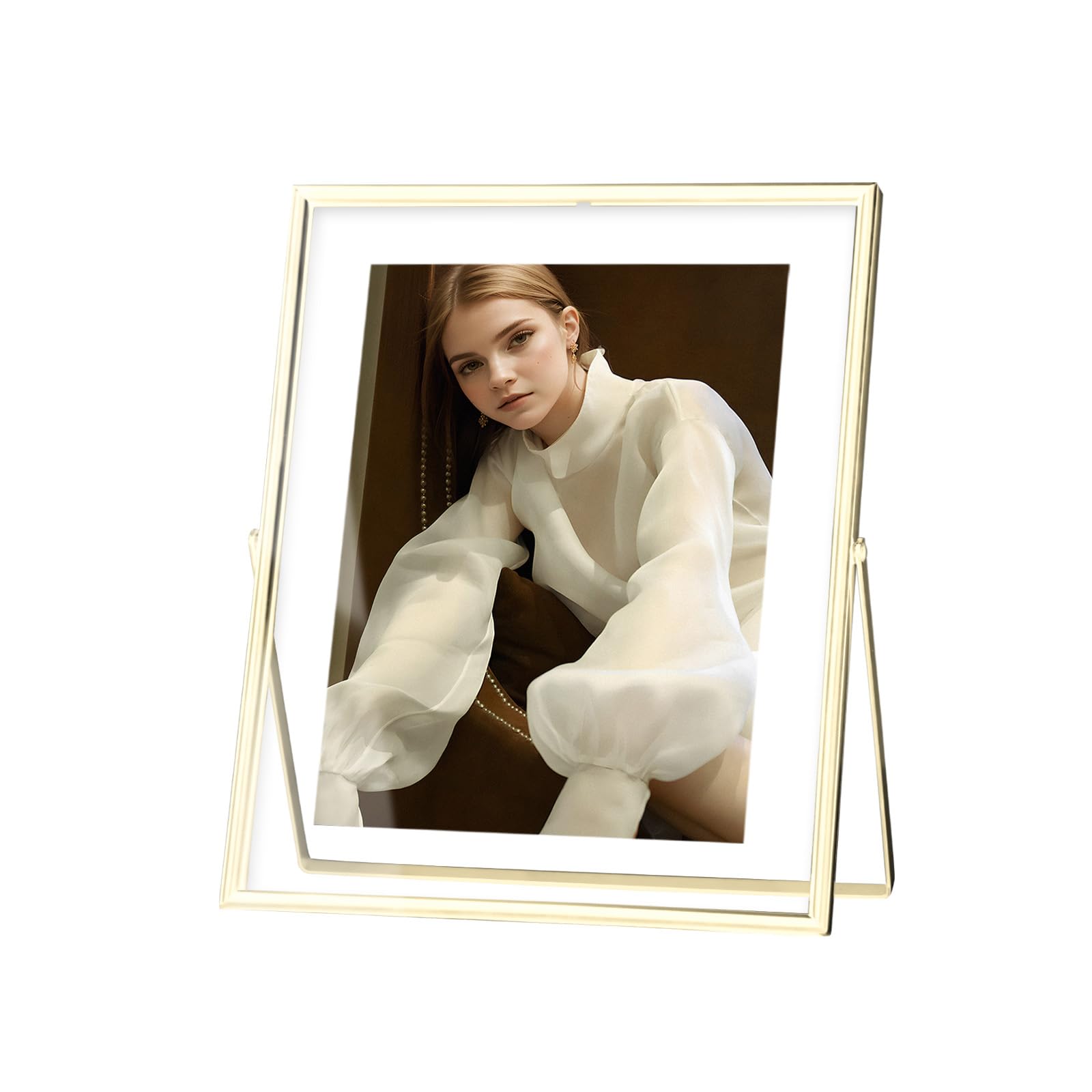 IZIDDO 8x10 Gold Floating Frame(10"x12"), Metal Glass Picture Frames,For Picture 5x7,4x6,3x5, 2x3 Wall Mount or Tabletop Shelf Photo Frames,Giving For