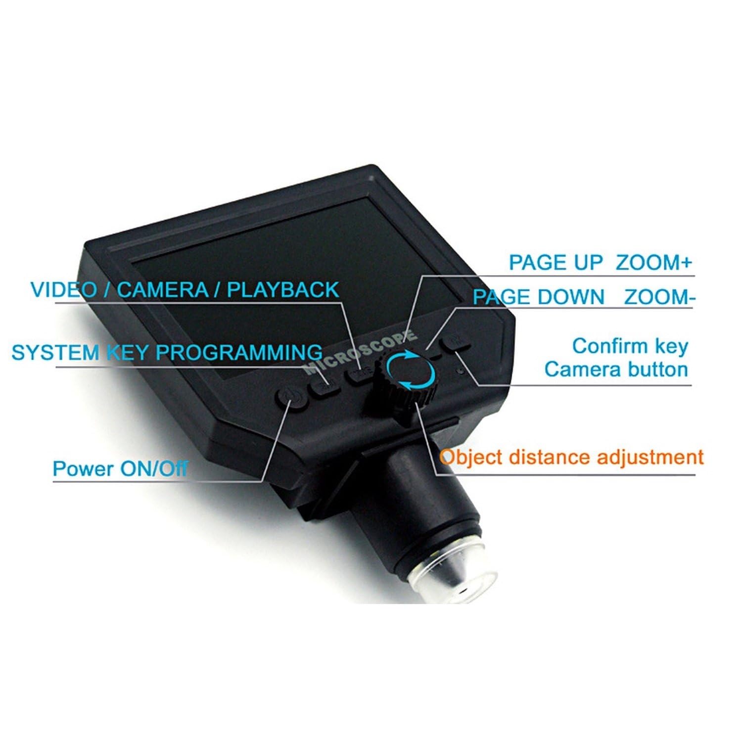 SATKIT Microscopio Digital LCD 4,3 Pulgadas Sensor 3,6MP HD Zoom 20x-600x con Soporte Metálico para Electrónica y Soldadura