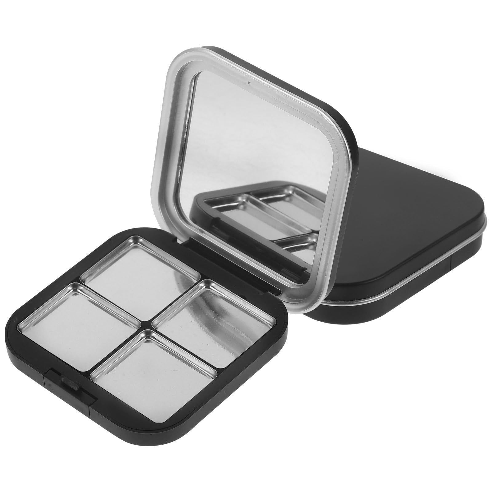 Lurrose 2 unidades de sombras de ojos magnéticas vacías para maquillaje con espejo para pintalabios, paletas de maquillaje