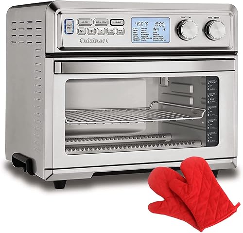 Cuisinart TOA-95 - Horno tostador digital grande AirFry con par Deco Chef de guante de horno rojo resistente al calor