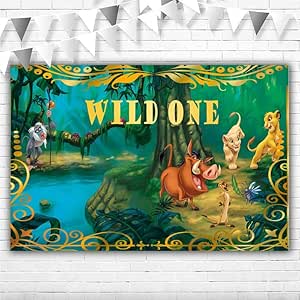 Lion King Birthday Backdrop 7x5ft - Safari Jungle Simba Theme For Boys 1st Birthday Party