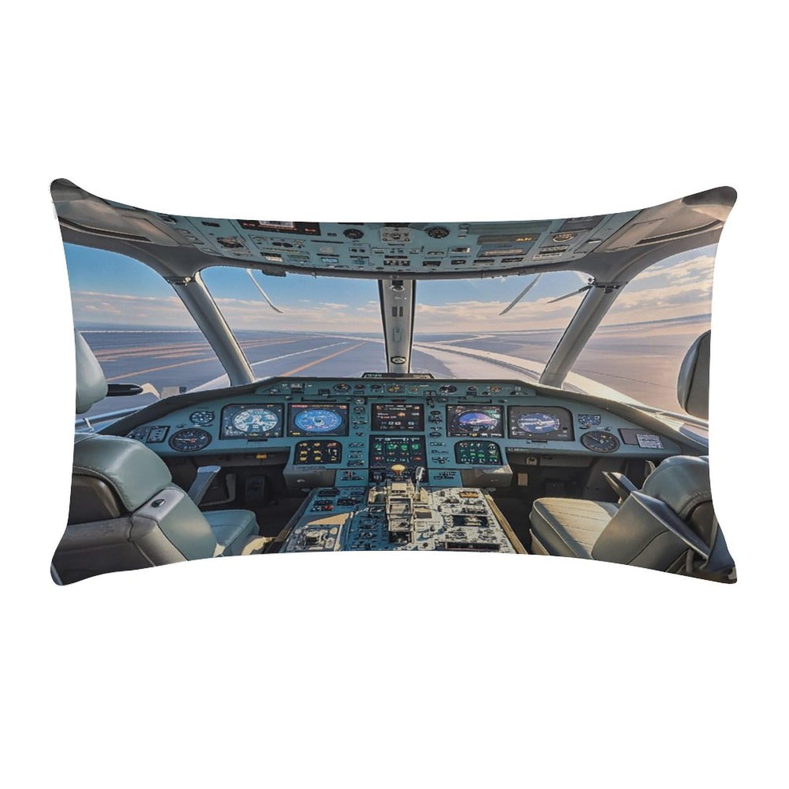 VstaDank Airplane Cockpit Pillow Cover Pillowcase for All Seasons Short Plush Body Pillow Case Soft Cozy Fuzzy Lumbar Long Pillow Cover for Bed Sofa Bench 20 X 12 Inches
