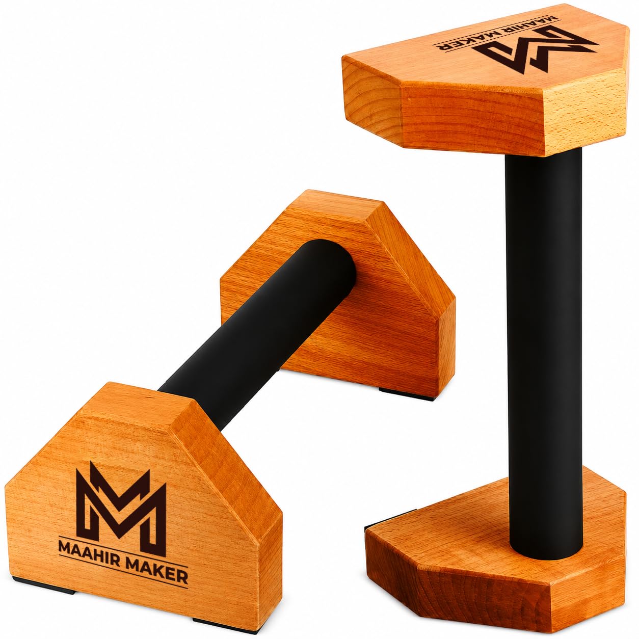 Premium Wooden Parallettes Bars with Smooth Polish Finish, Handstand Push Up Handles for Floor Exercise-image-33