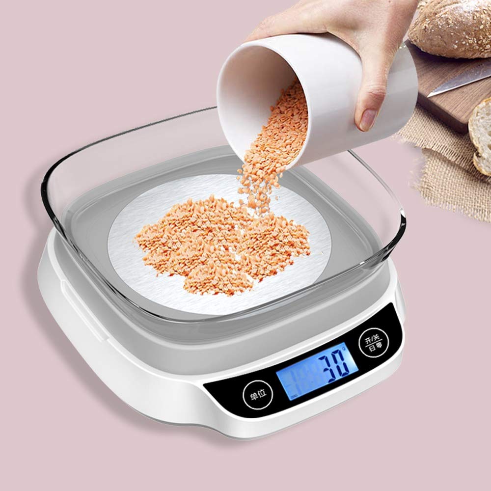 Precyzyjna cyfrowa waga kuchenna 5 kg/1 g, precyzyjna elektroniczna waga kuchenna, domowa waga do ważenia żywności z funkcją zerową i tarowaniem
