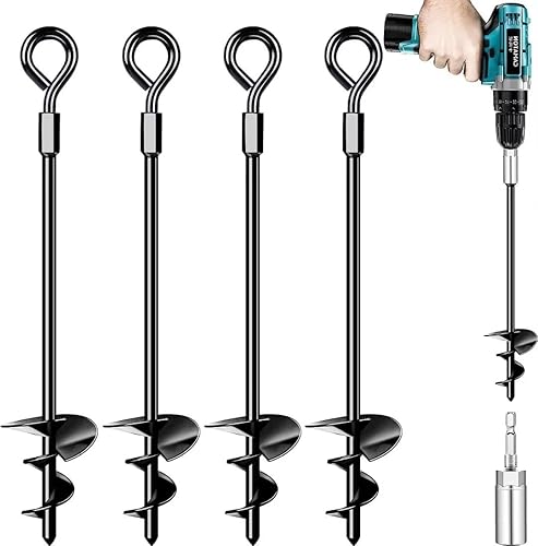 Anclajes de Tierra, Anclajes para Columpios de Servicio Pesado, Anclaje de Tierra en Espiral para Trampolín, Camping, Cobertizo, Toldos, Anclaje de