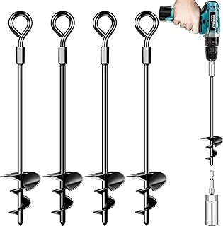 Payivsve Ground Anchors, Heavy Duty Swing Set Anchors, Spiral Earth Anchor for Trampoline, Camping, Shed, Canopies, Metal Trampoline Anchor Resistant Strong Wind