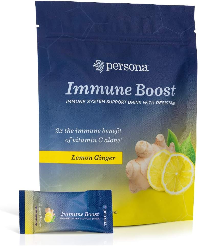 Immune Boost from Persona Nutrition | 28 Powder Stick Packs | Vitamin C and ResistAid | Support a Healthy Immune System | Lemon Ginger | Dr. Designed and Recommended