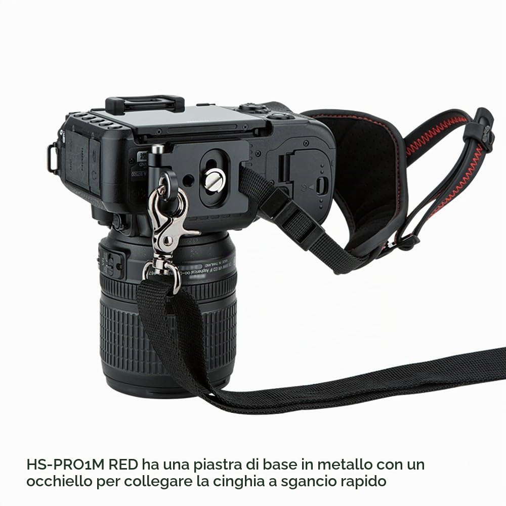 JJC Cinghia da Polso per Fotocamera DSLR con Piastra Tipo Arca per Canon EOS 6D 5D 7D 2000D 90D 80D Powershot SX70 Rebel T8i T7i Nik. D750 D780 D850 D7500 D7200 D5600 Coolpix P1000 (ROSSO)