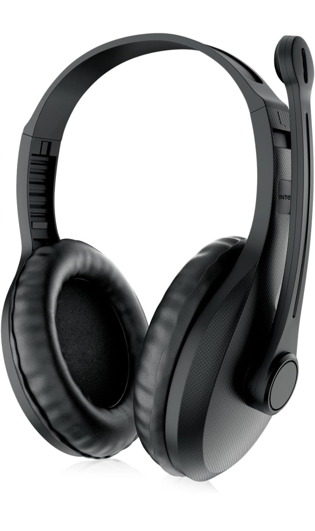 v&p wired multimedia headphones with mic, 40mm drivers, volume control, dual 3.5mm jack, over-ear headset for pc, laptop, online classes