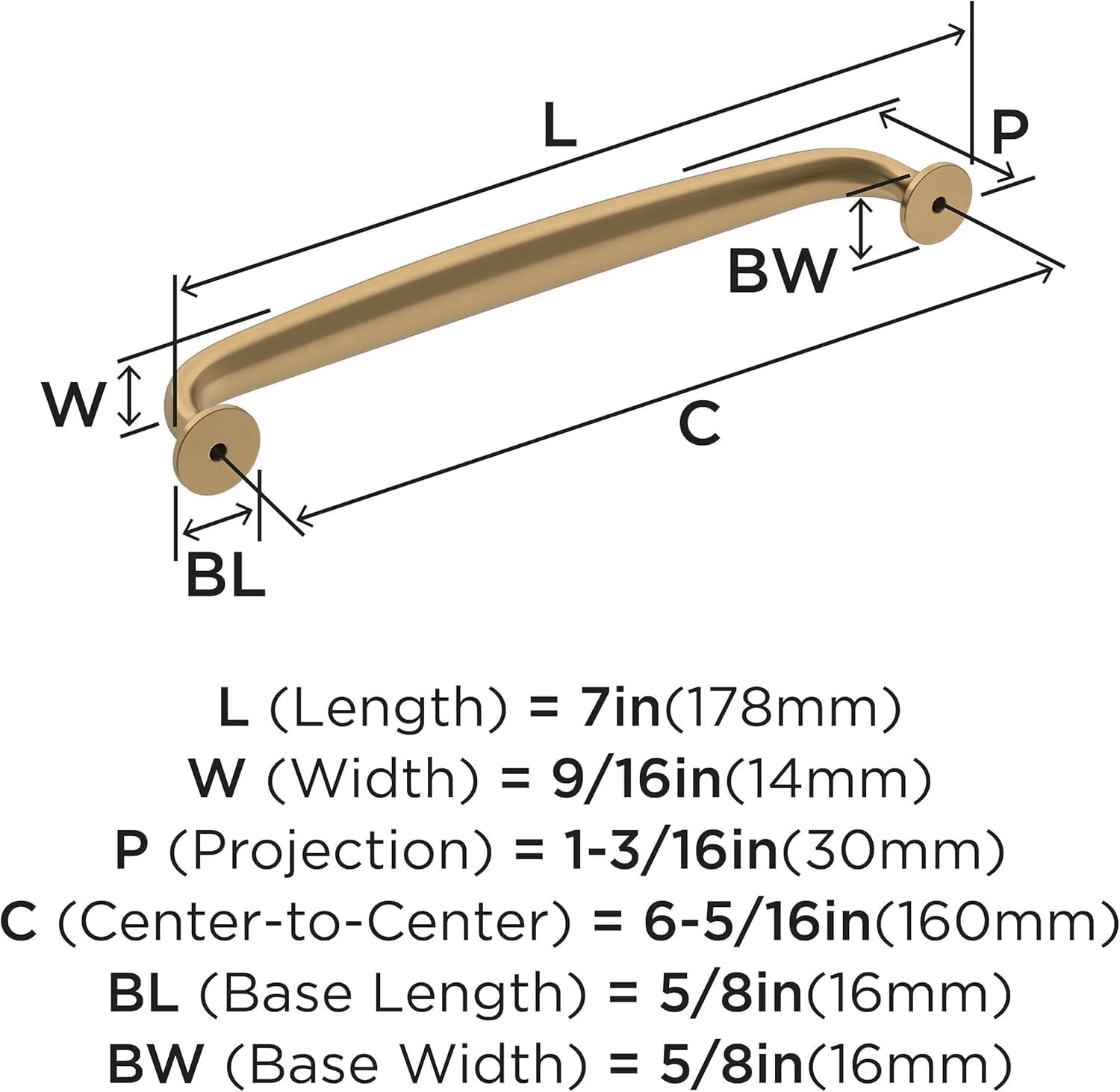 Amerock | Cabinet Pull | Champagne Bronze | 6-5/16 inch (160 mm) Center-to-Center | Renown | 1 Pack | Drawer Pull | Cabinet Handle | Cabinet Hardware