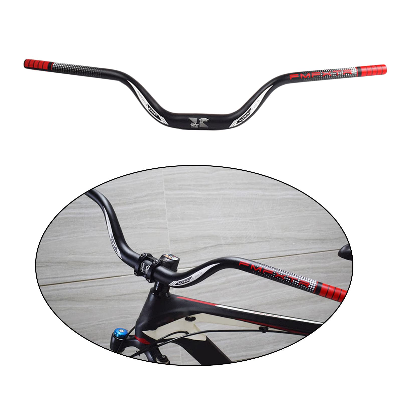 Generic Manubrio Leggero per Mountain Bike MTB Down Hill DH Bicicletta Barra Riser Extra Lunga 31,8 mm 720 mm Manubrio rialzato Alto - 720mm Rosso