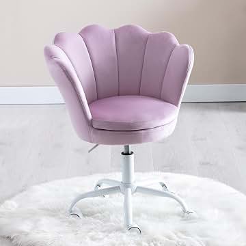 Silla Infantil de Escritorio Silla Giratoria Terciopelo de Estudio,Silla de Oficina Ajustable en Altura para Niños/Juvenil,Morada Claro