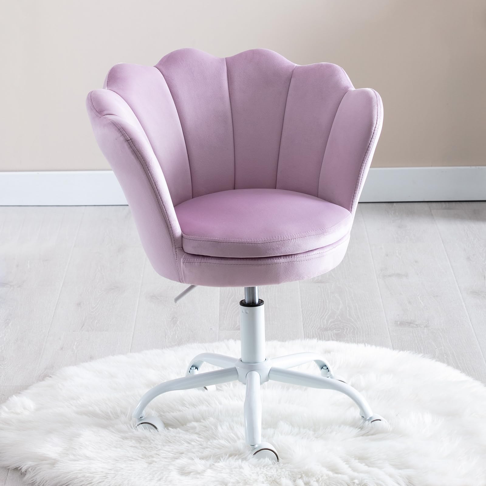 Ya-Home Chaise de Bureau Jolie à roulettes pour Enfants en Velours, Violet | Fauteuil de Bureau Enfant Fille Hauteur Réglable,avec Coussin en Velours, Chaise Bureau Fille Confortable