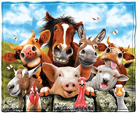 Dawhud Direct Farm Animals Selfie Super Soft Plush Fleece Throw Blanket