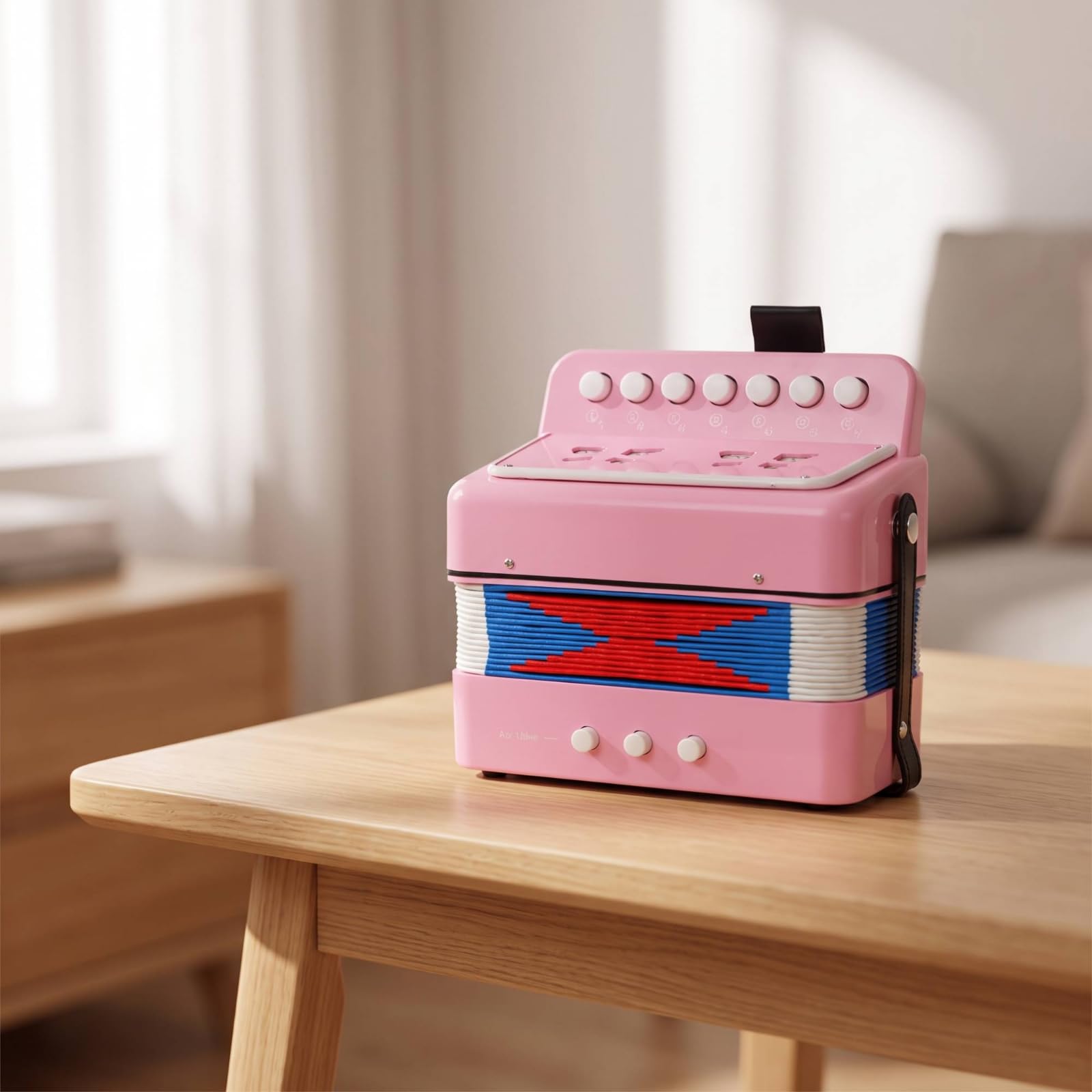 kowaku Accordéon à 7 Touches sans Pile Accordéon Jouet Compact Instrument Musique pour Enfants, École , Rose