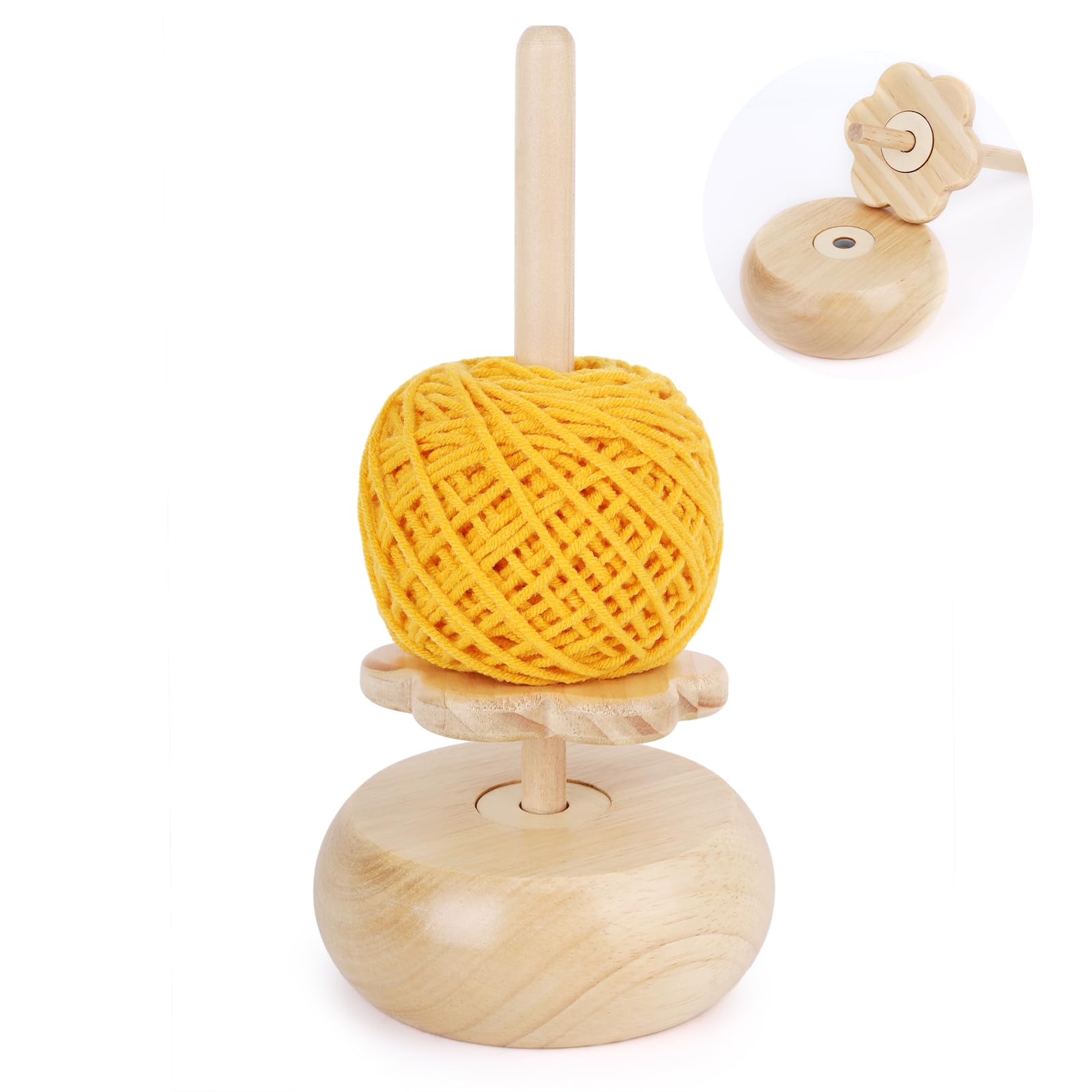 Aeelike Wollknäuelhalter Holz, Wollabwickler mit Kugellage, Rotierender Wollhalter Magnetisch Keine Montage Erforderlich Maglev Garnhalter zum Häkel und Stricken für Strickliebhaber