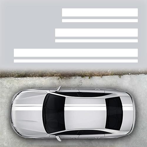 SUNJIKA 3 calcomanías de vinilo para el lado del automóvil, diseño de rayas largas para capó para portón trasero, carrocería, carreras, deportes,