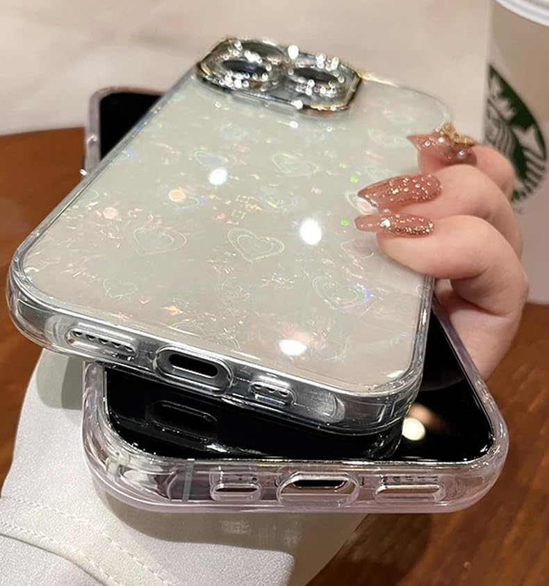 Image of mobistyle Silicone Designed for iPhone 16 Plus | Camera Lens Protection |Heart Pattern Print Design for Women Teen Girls Phone Back Cover Case (Heart White)