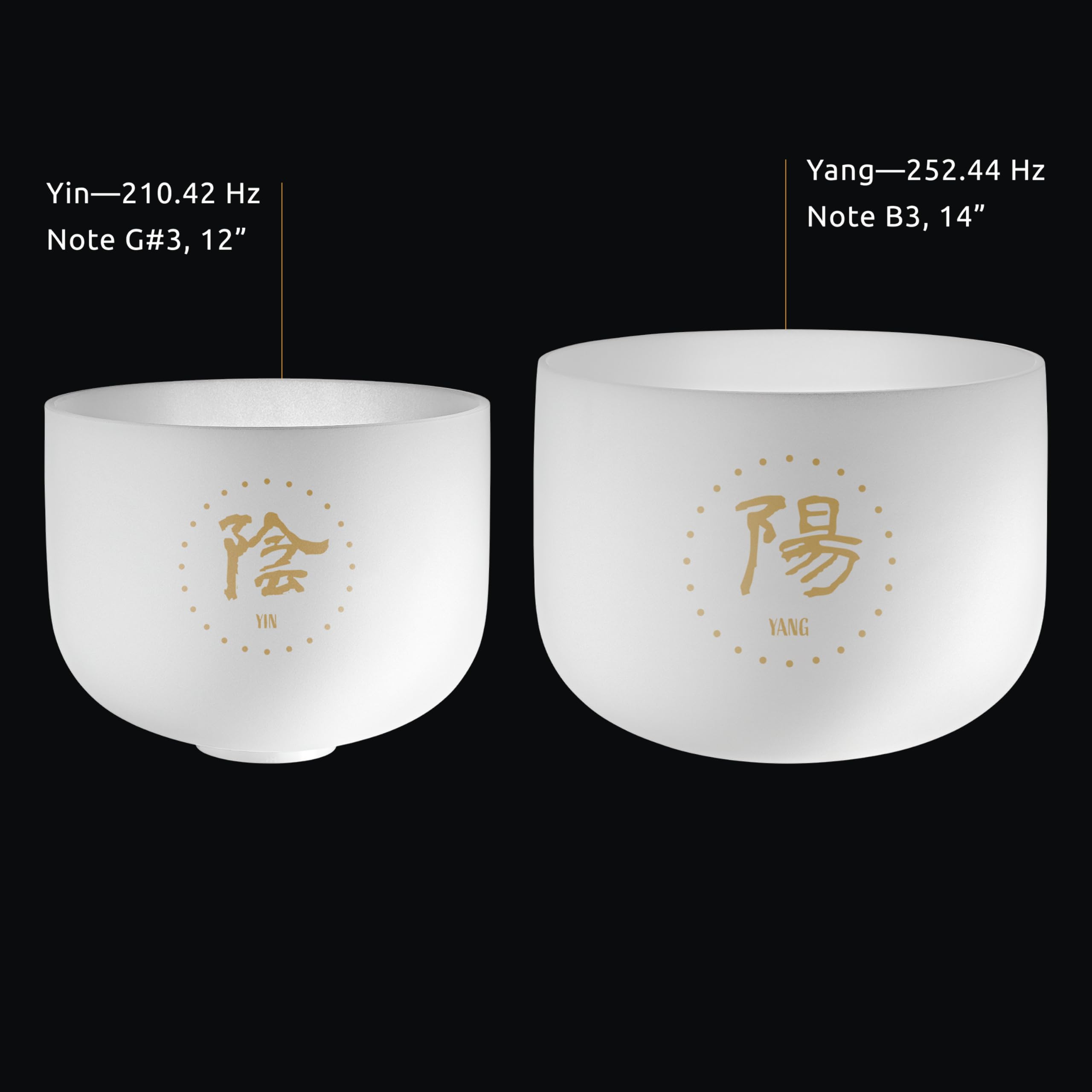 Meinl - Set di 2 campane tibetane in cristallo Sonic Energy Yin/Yang - TCM in quarzo smerigliato sintonizzato con mazzuole, borsa, O-ring, per meditazione, yoga, bagni sonori, guarigione dei chakra