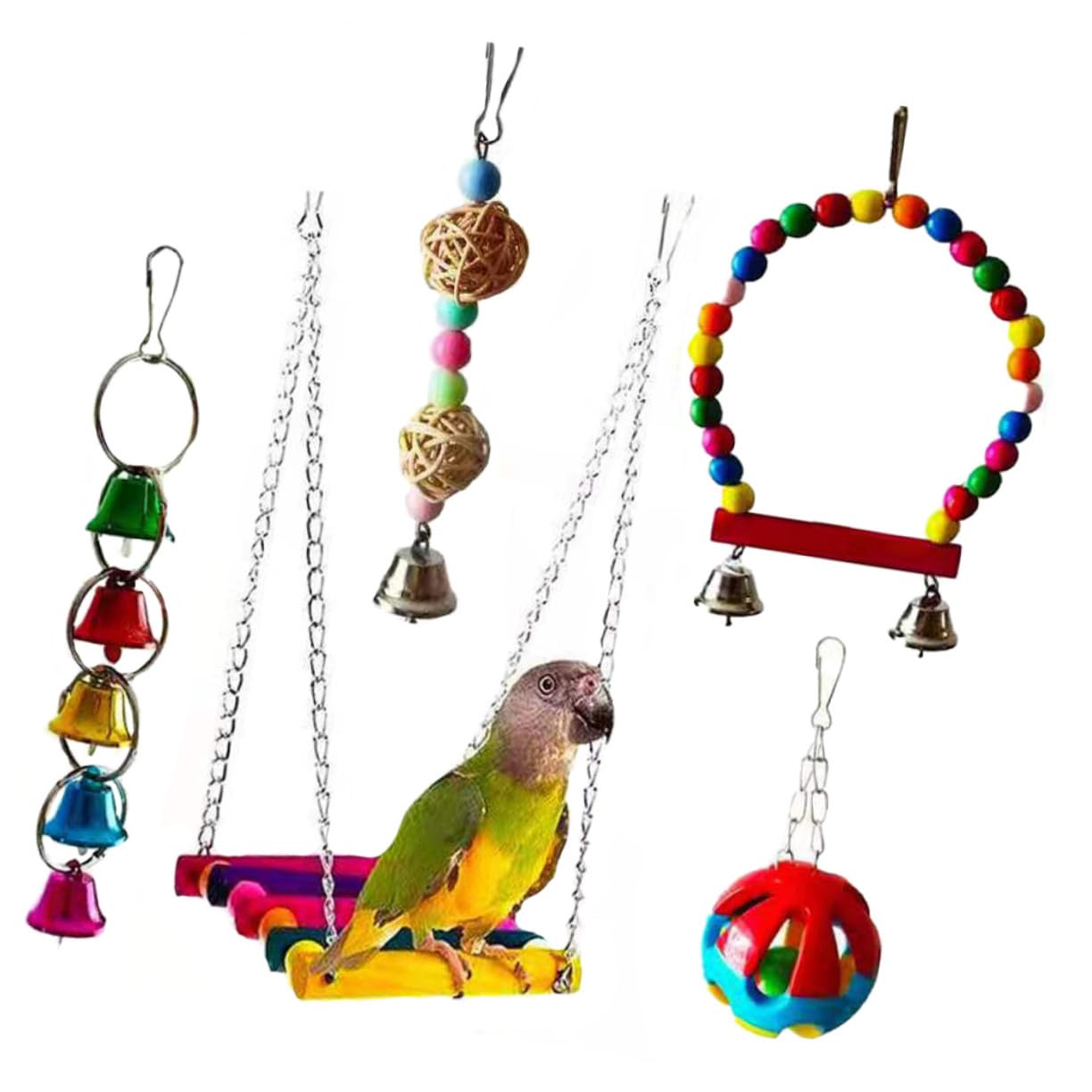 5pièces Jouets à Mâcher pour Oiseaux Perroquets et Animaux de Compagnie