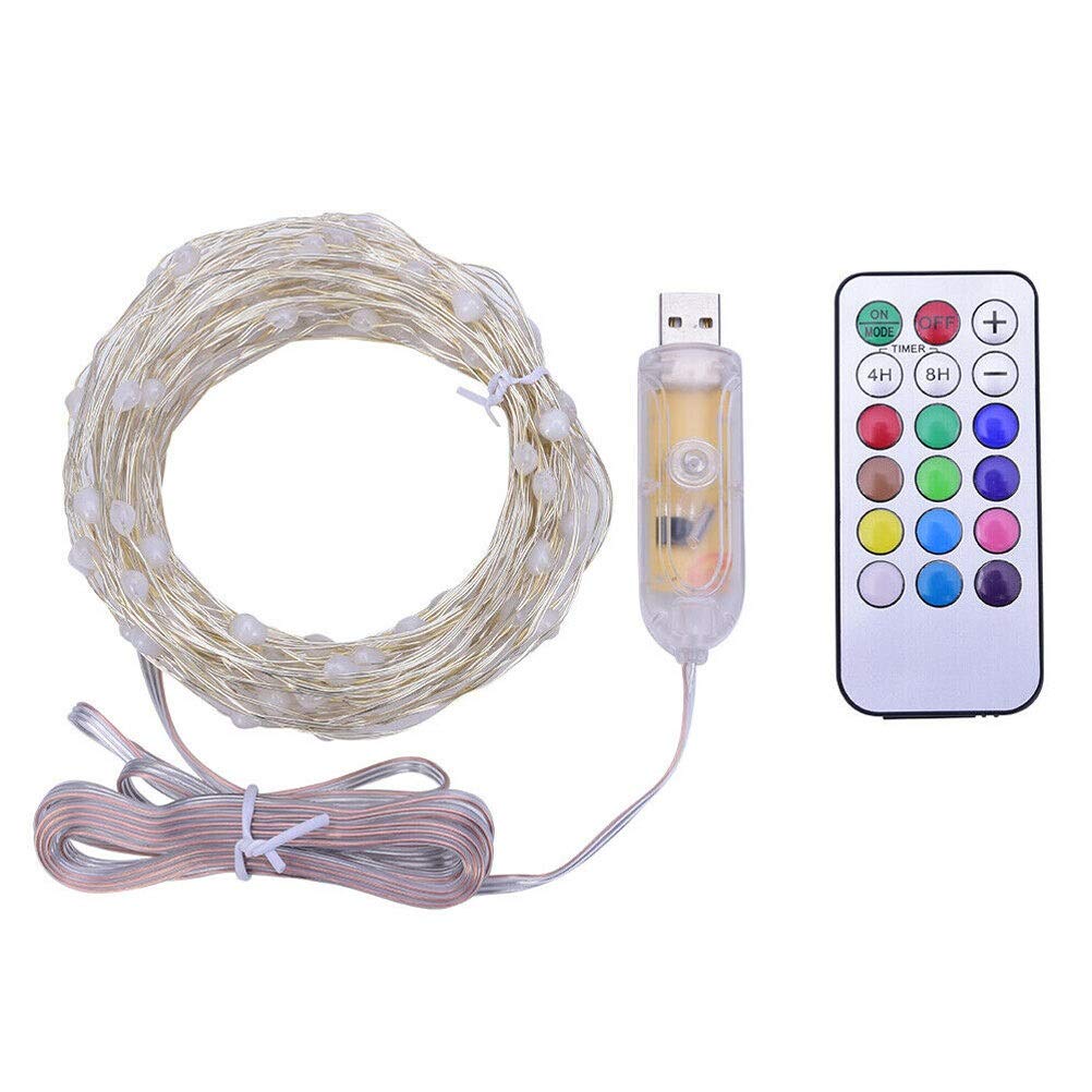 Télécommande LED Guirlande Lumineuse Étanche Jardin Extérieur Noël Fée Lumière Batterie USB Timing Light Décoration De Mariage (Taille : 10M) (20M) (20M)