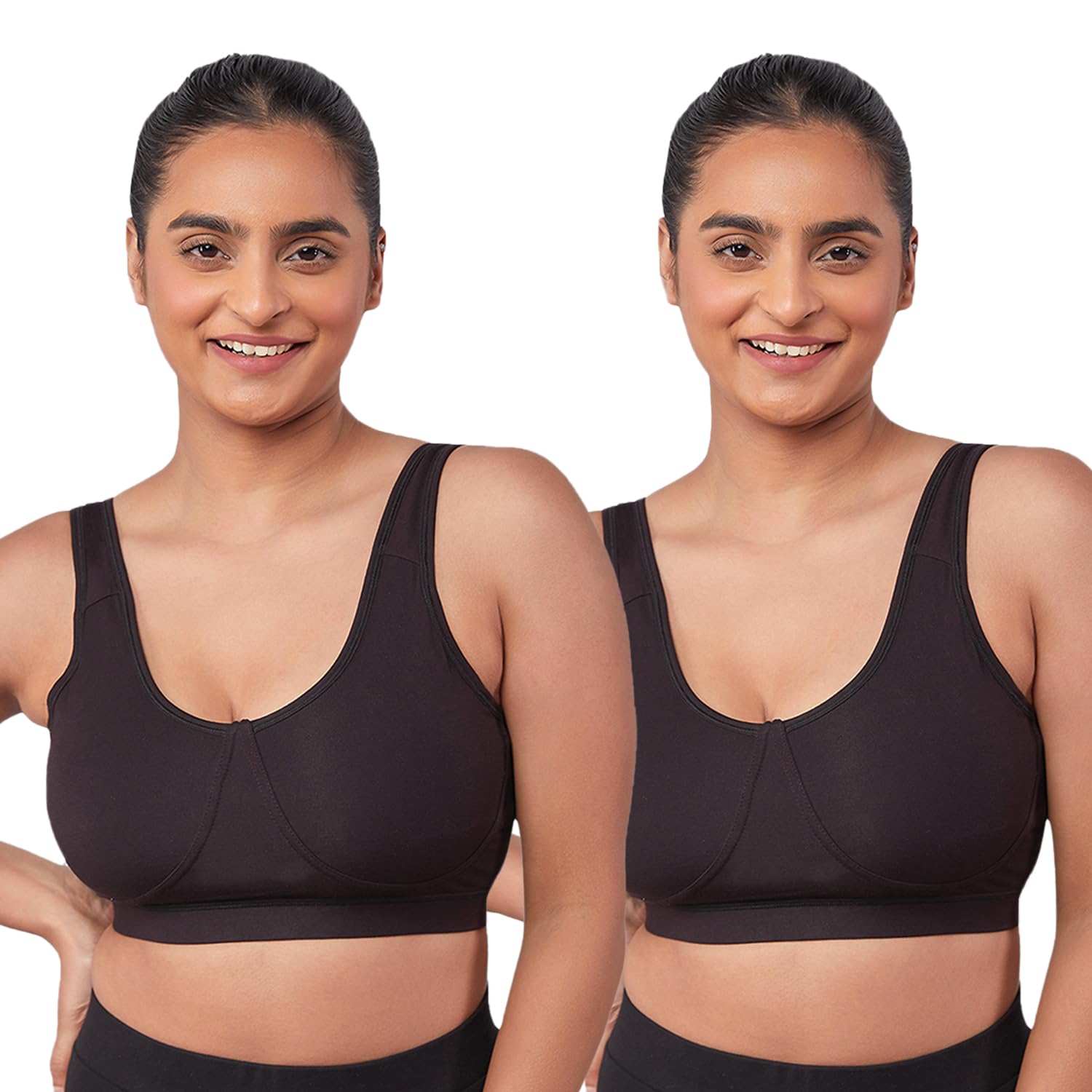 M1102 Women's All Day Comfort Slip On Sports Bra | Pack of 2-image-13