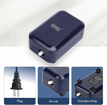 hygger Aquarium Air Pump,Adjustable Oxygen Pump,Silent Powerful Aerator Pump 2W/3W/4.5W/6W/ 1/2 Air Outlets Ultra for Up to 100 Gallon Tank