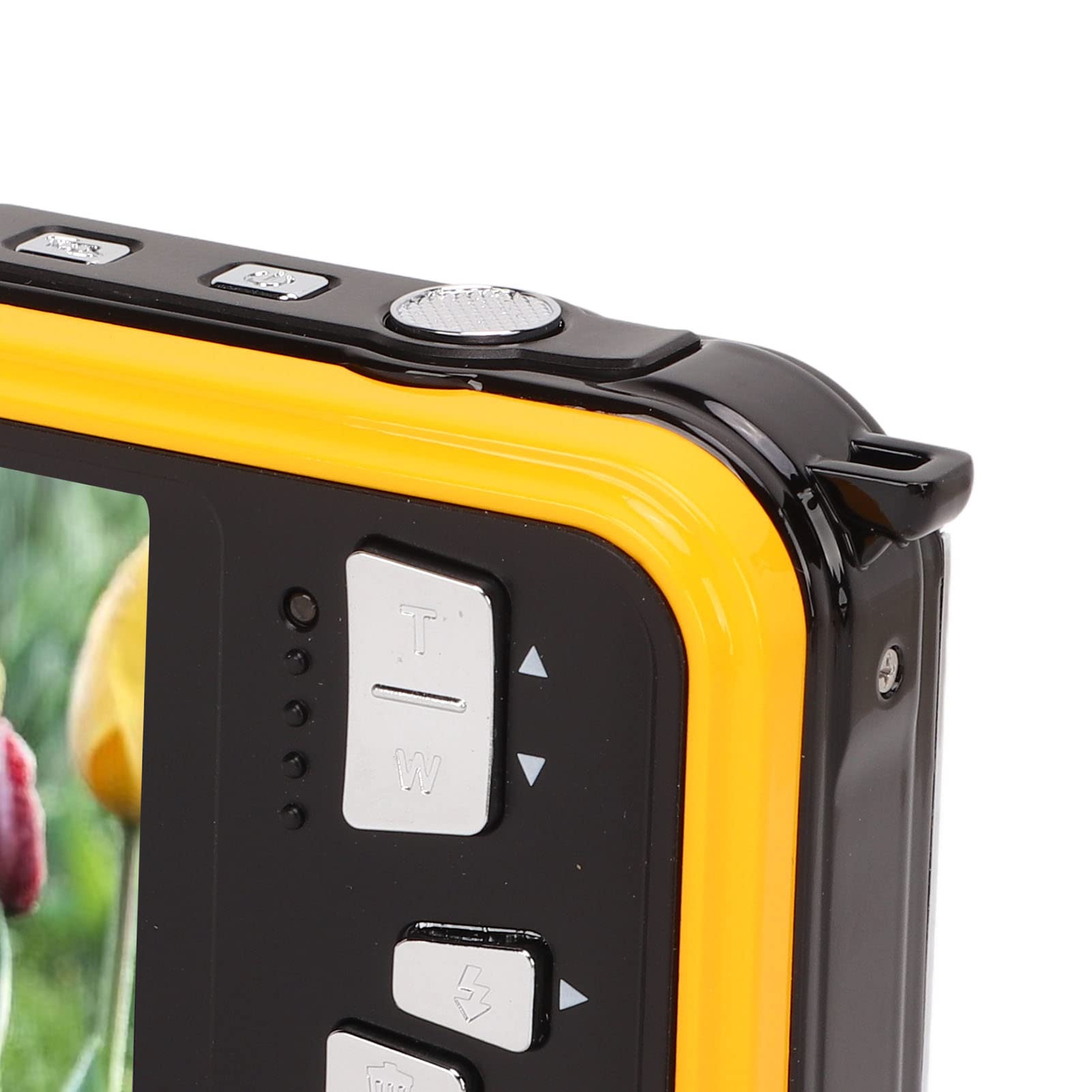 Fotocamera Subacquea, Fotocamera Digitale Impermeabile Full HD 2.7K 48MP 10ft, Fotocamera Tascabile LCD Anteriore Posteriore a Doppio Schermo con Zoom Digitale 16X per Snorkeling, (Giallo)