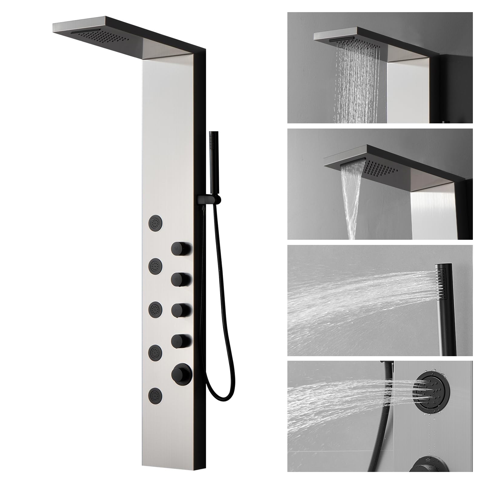 Shower Panel Tower System with Rainfall Shower Head