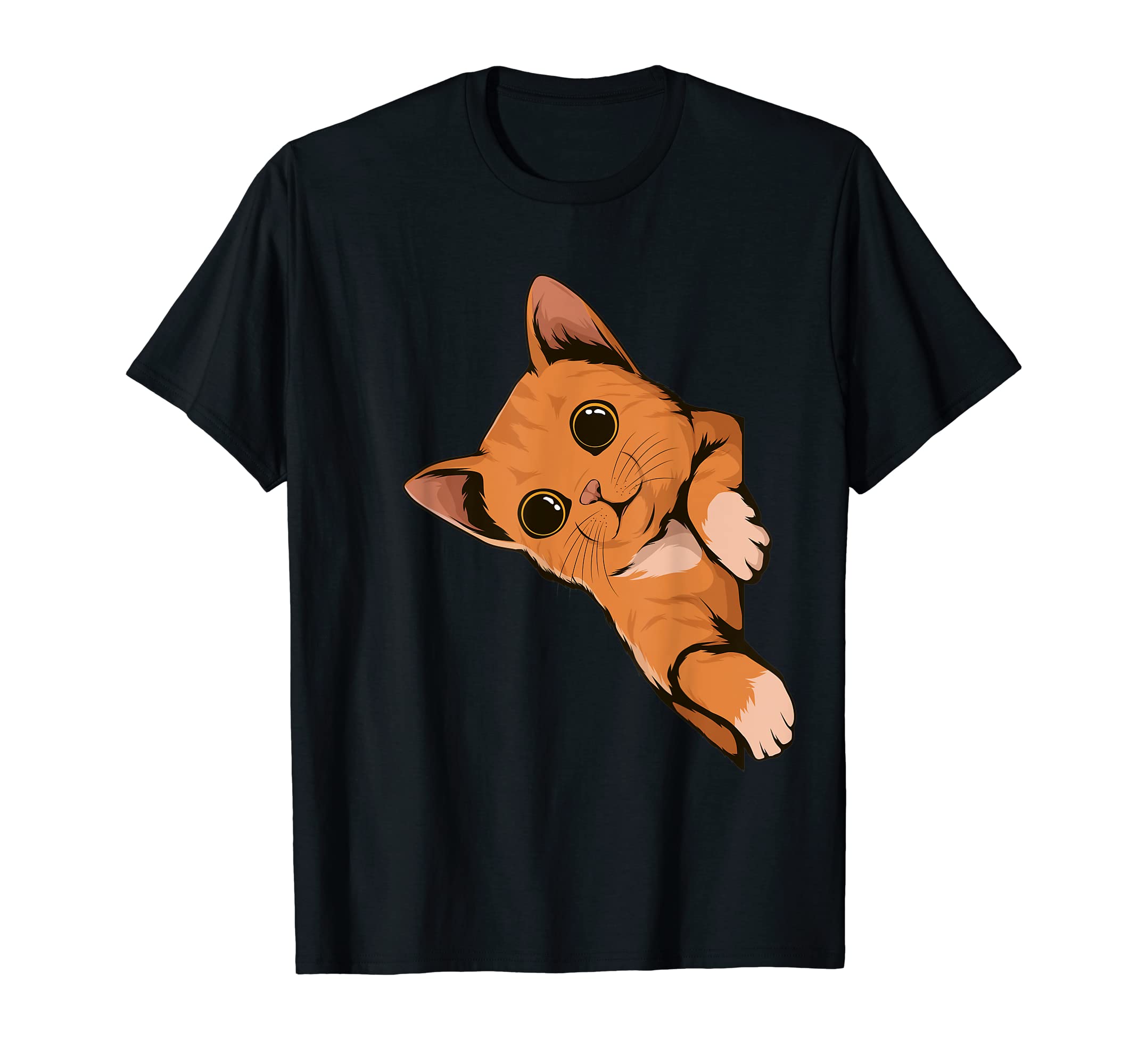 Cat Looking From The Side Kitten Cat T-Shirt, Black