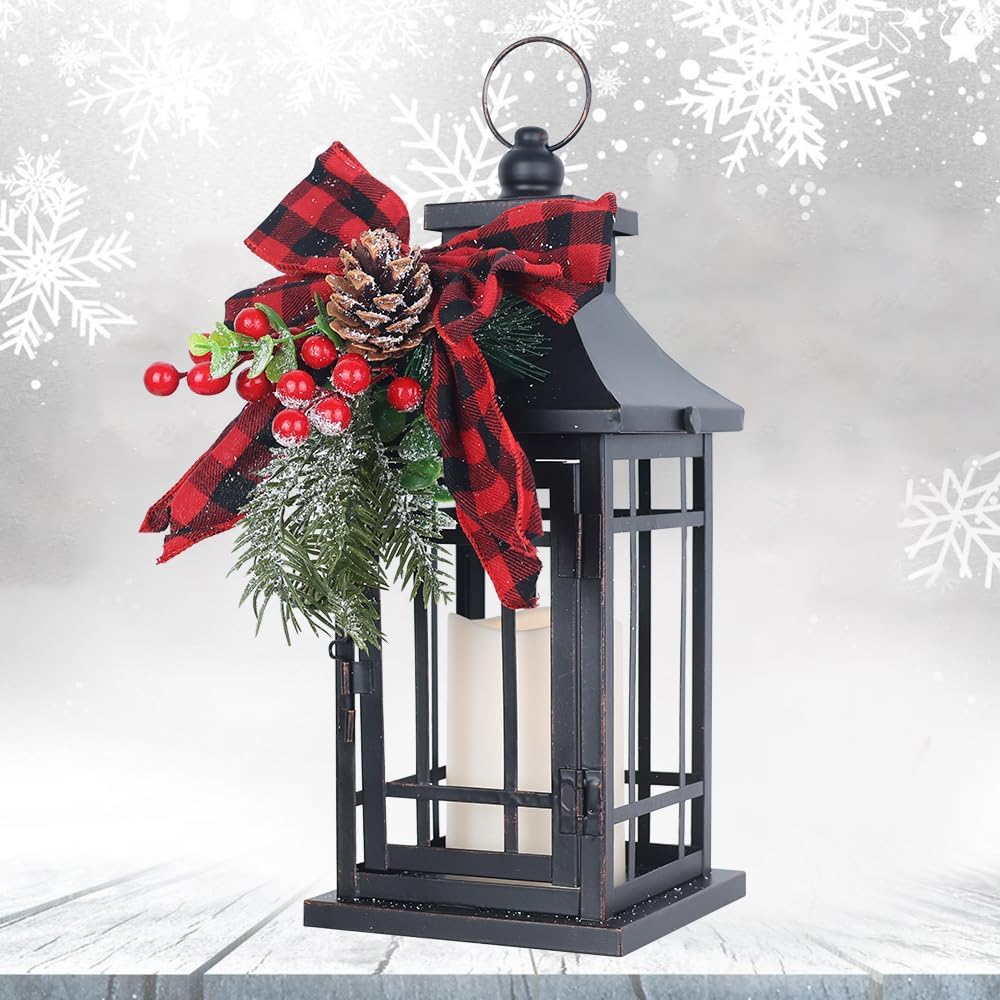 NEEDOMOChristmas Decorations Indoor, Outdoor Christmas Led Lanterns Decorative for Table Centerpieces, Vintage Metal Hanging Candle Holder, Home Decor, Wedding, Party, Living Room, Patio, Porch
