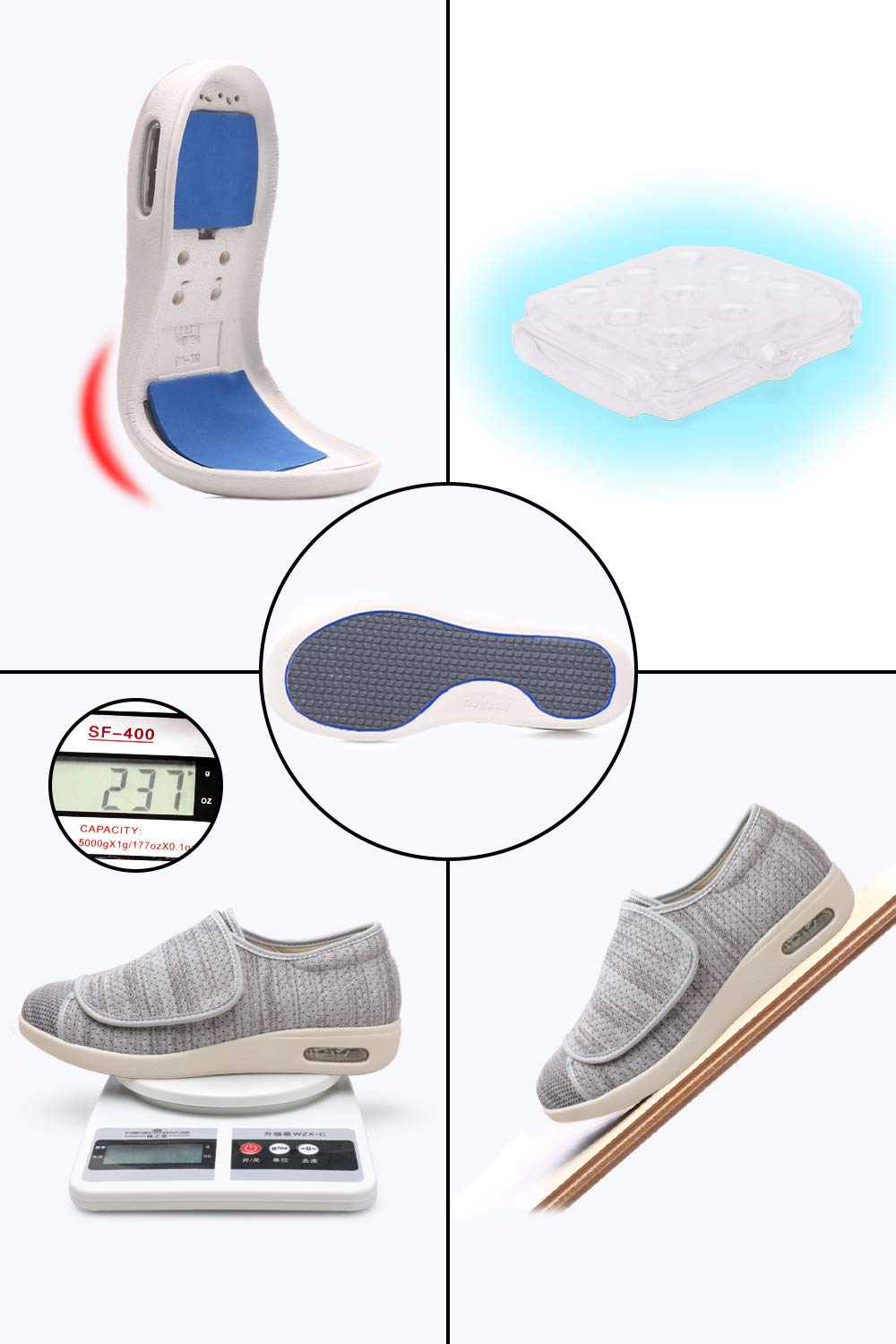 Damen Diabetiker Schuhe für Frauen Casual Verstellbare Wanderschuhe Breite Schuhe für ältere Menschen Geschwollene Füße Rutschfest Luftpolster Unterseite Mast und Verbreiterung