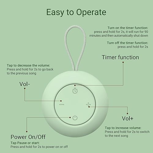 Miniatura 7 de Máquina de Sonido Portátil para Bebés [Ruido Blanco para Bebés Niños Adultos][Función de Temporizador][12 Sonidos Relajantes][Boombox para Dormir]