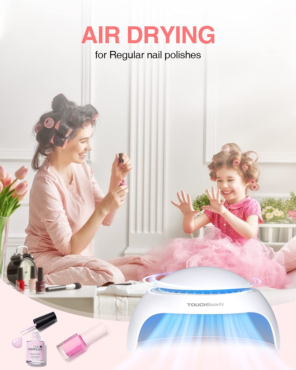 TOUCHBeauty Secador de uñas para esmalte de uñas normal con secador de aire y dispositivo de secado de esmalte de uñas LED (no para esmalte de gel, regalo de Navidad para niños 2130)