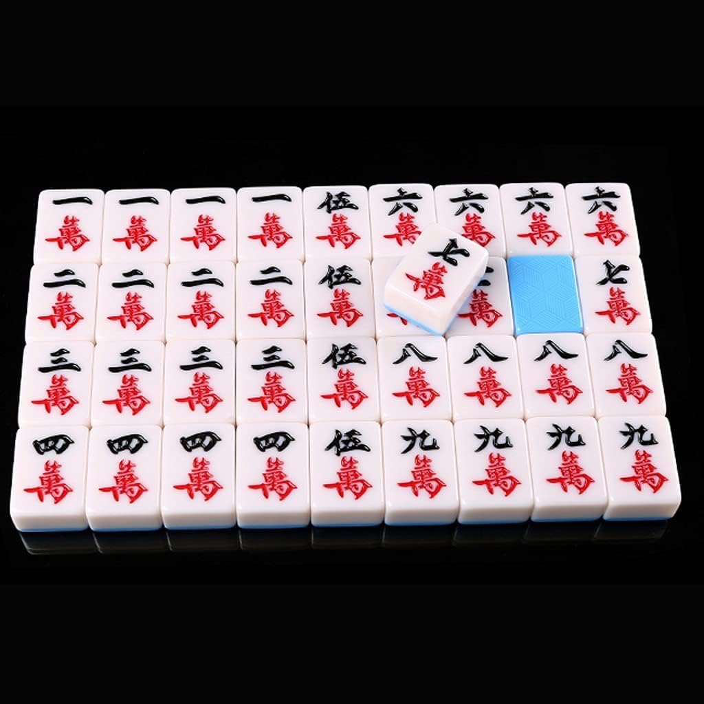 Zestaw podróżny Mahjong/Majiang Elementy gry wykonane z imitacji jadeitu Kompletny zestaw do gry Mahjong do gry w stylu chińskim(Blu,40#)