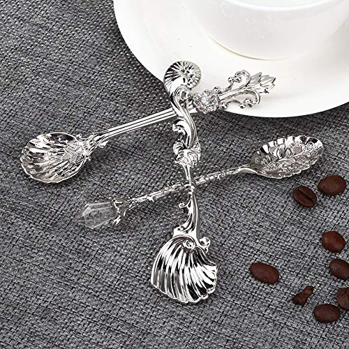 Vintage Coffee Spoon Set of 3 - Silver Tiny Ice-Cream Espresso Dessert Spoons Teaspoon Sugar Stirring Spoons Flatware,4.3 Inch - Image 4