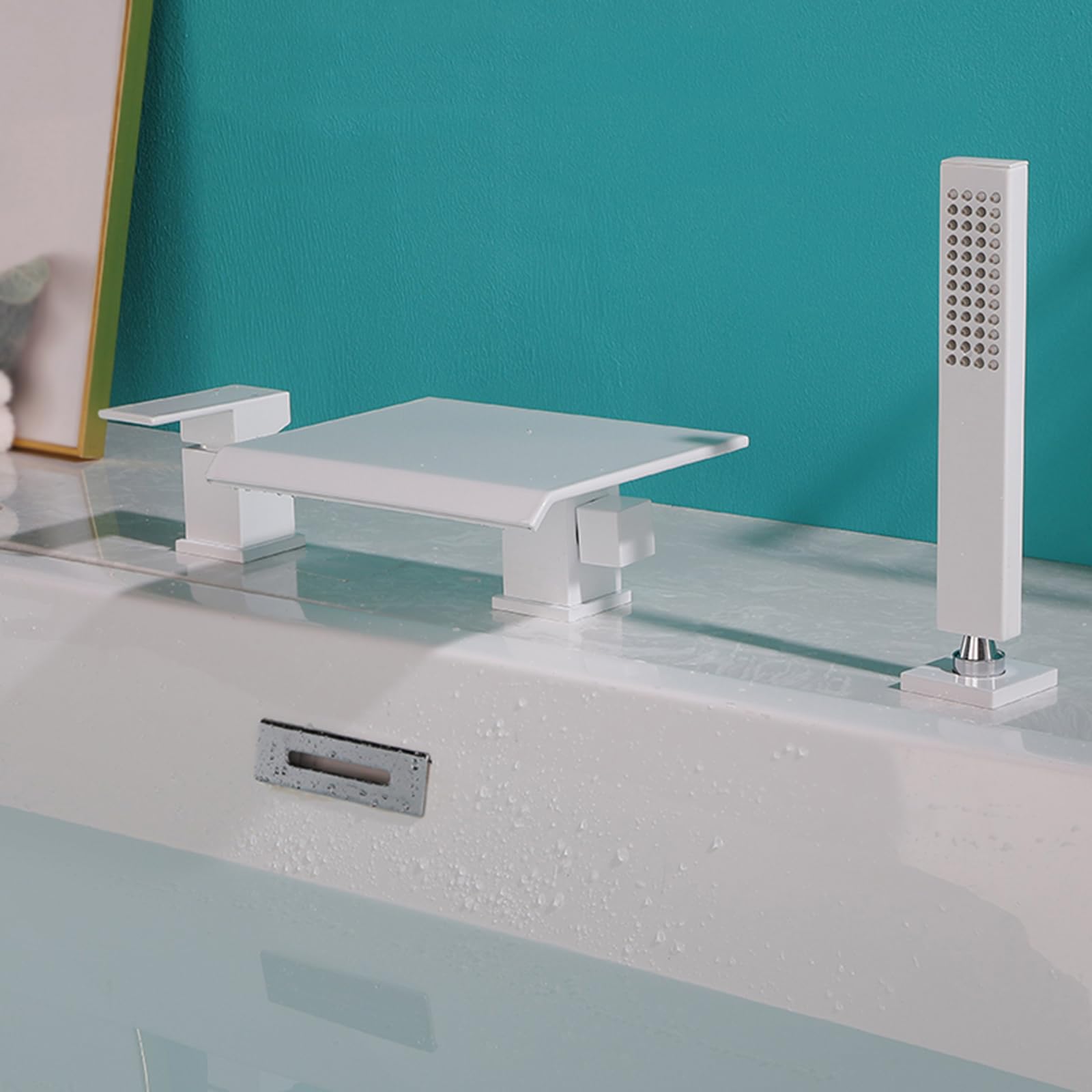 Ensemble de robinet de bain 3 trous blanc en laiton de qualité supérieure