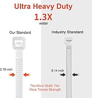 Vista 3 de Bridas de cremallera blancas de 12 pulgadas de doble cara dentadas, resistencia a la tracción de 120 libras, bridas de cable resistentes
