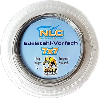 Behr Edelstahlvorfach 7x7, 10 Meter Spule inkl. Klemmhülsen, 15Kg + gratis Petri Heil! Aufkleber