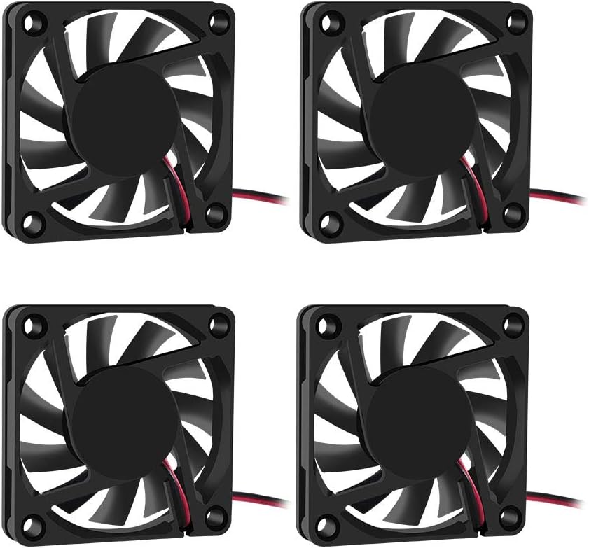 Fan 60x60x10 mm DC 12V 6010 Brushless Cooling Fan, Replacement Ball Bearing 60mm Fan for Cooling DIY PC Computer Case Fan - 2 Pin Case Fan (Pack of 4Pcs)