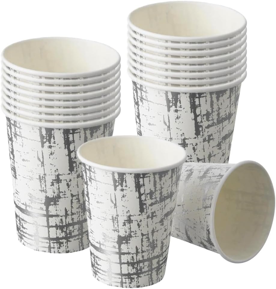 Elegant Silver Arctic Paper Cups - 9 oz. (Pack of 18) - Disposable Cups - Perfect for Anniversary, Themed Events, Weddings, and Birthday Parties