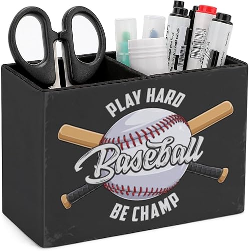 Niapessel Portalápices para escritorio, soporte para bolígrafo de béisbol, organizador de bolígrafos de escritorio, organizador de lápices, soporte