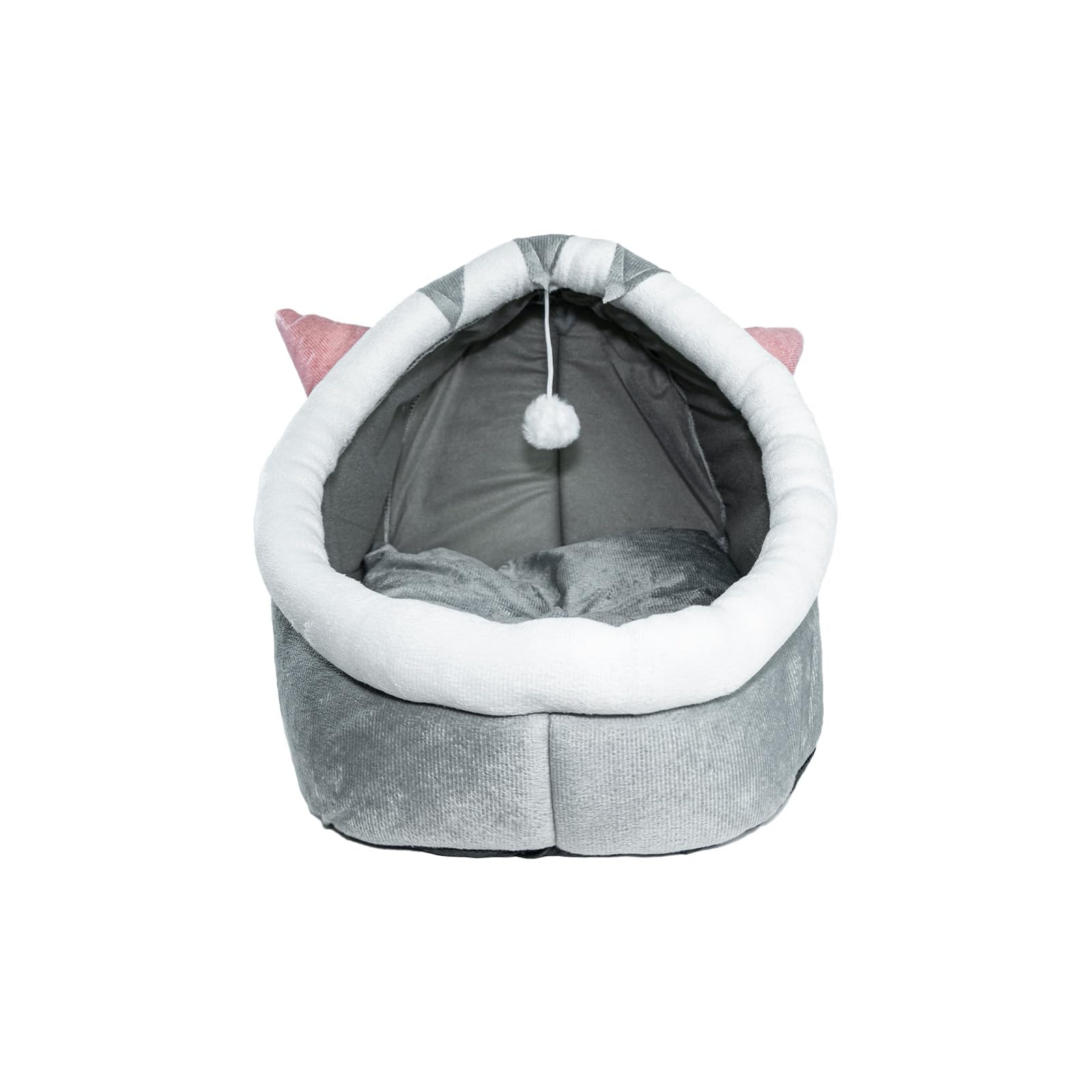 Benepoint Cat Bed Cave, Semi-Enclosed Cat House Kitten Bed with a Hanging Plush Ball& Detachable Mat, Foldable Cat Nest Bed Cat Tents for Indoor Cats (A, M)
