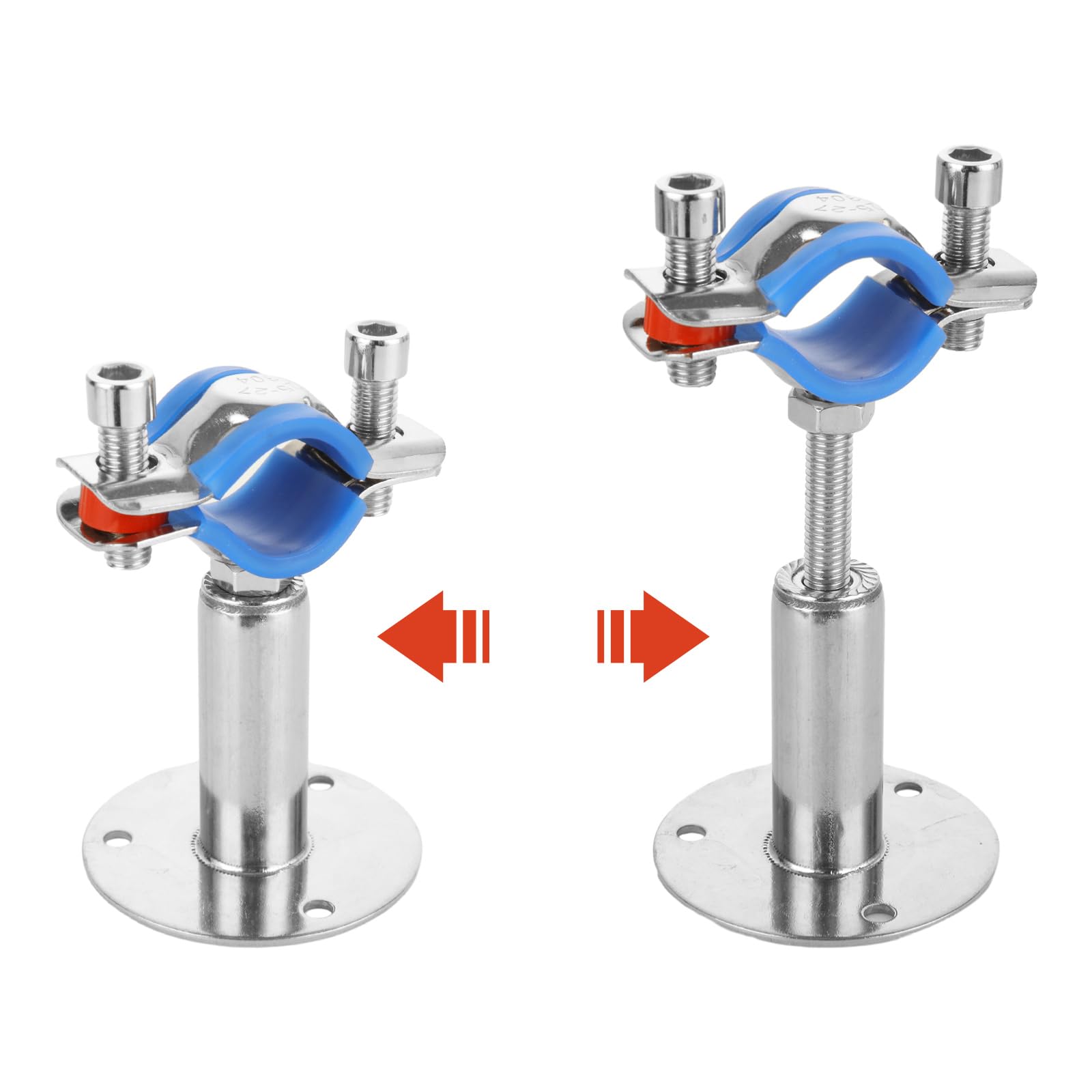 CertBuy 6 soportes de tubo ajustables de acero inoxidable para montaje en pared, abrazadera de soporte de correa de tubo ajustable, adecuado para tubos de 3/4 pulgadas de diámetro (25-28 mm) con