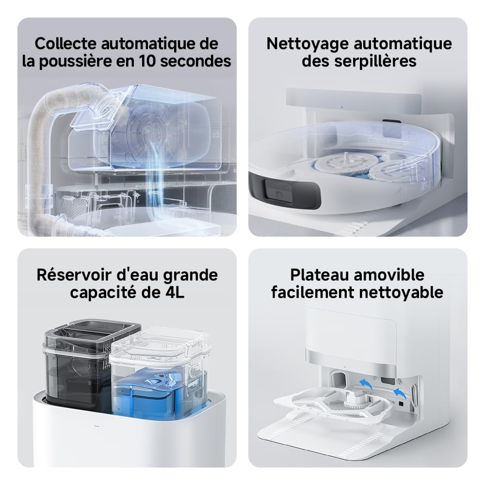 XIAOMI Robot Vacuum X20+, Station Tout-en-Un avec vidage, Lavage & séchage Auto, Aspiration 6000 Pa, évitement d’Obstacles S-Cross™, Navigation LDS, Commande vocale Via Mi Home.