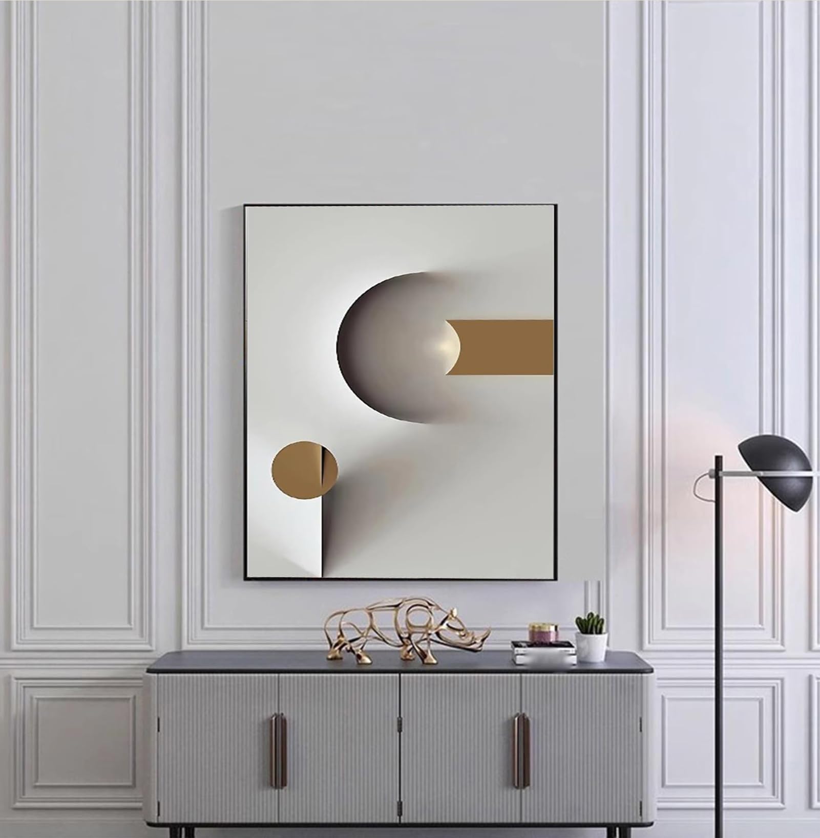 A,50X70CM(19.6x27.5in),Cubierta para Cuadro Eléctrico Moderna Abatible, Arte de Pared Abstracto Geométrico para Ocultar Contador y Fusibles