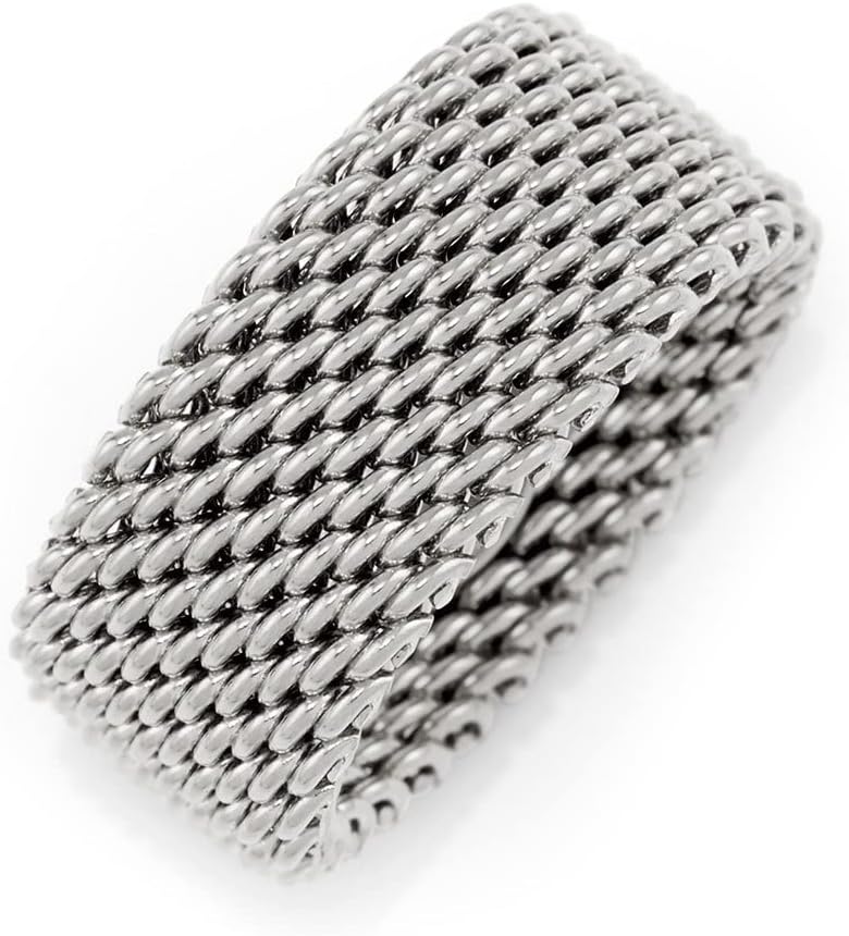 EVE'S ADDICTION Women's Sterling Silver Mesh Ring - Gifts for Mom