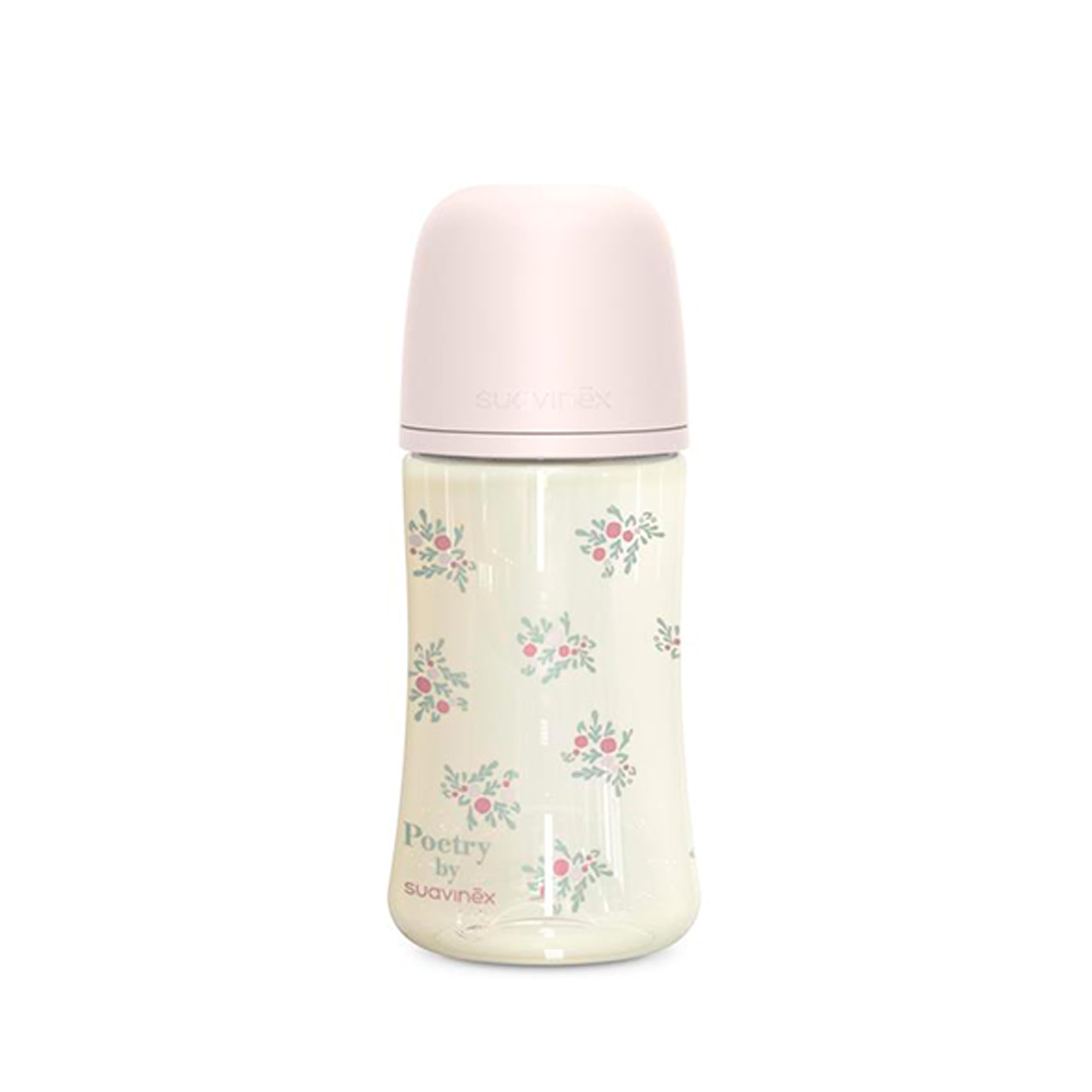 Suavinex, Set Regalo Neonati +0 Mesi. Ciuccio 0/6 mesi con tettarella SX Pro + Portaciuccio in tessuto + Biberon anticolica con tettarella SX Pro a flusso medio (M) 270 ml + Massaggiagengive, rosa
