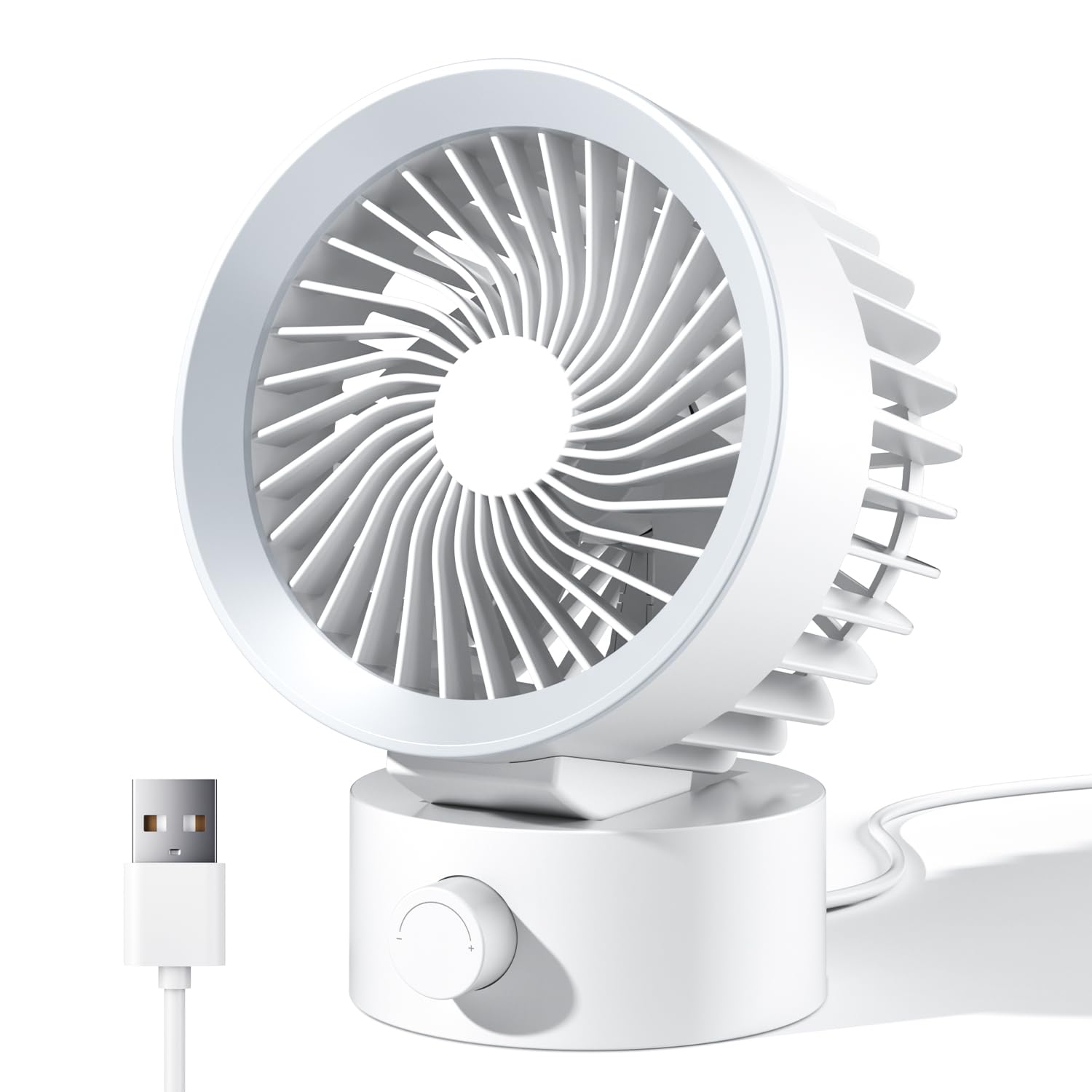 KinYiLO Mini USB Desk Fan – Stepless Speed Personal Cooling Fan with Quiet Operation, Small USB Powered Table Fan for Home Office Desktop Computer Dorm, White — image 1
