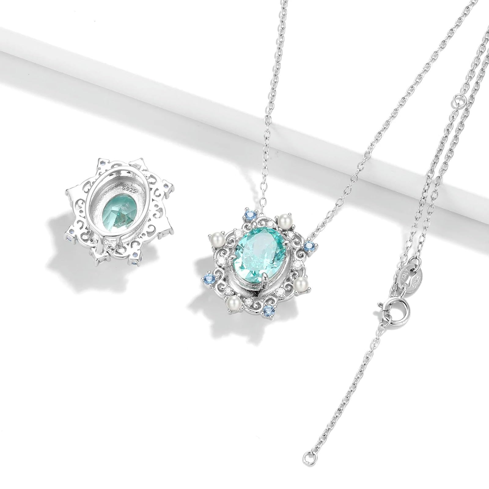 Ciondolo Romantico Con Perla Di Zirconi Verdi In Argento Sterling 925 Con Fiore Di Ghiaccio Per Collana Di Gioielli Pregiati Regalo Di Compleanno Per Donne